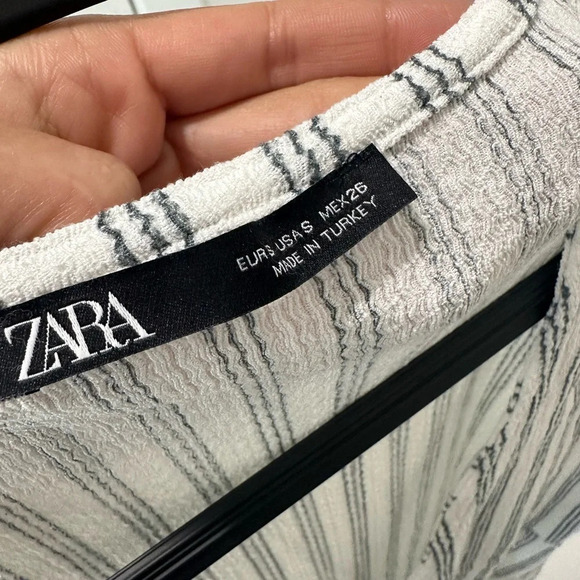 Zara Striped Tie Front Blue White Dress, Size Small - Picture 6 of 6